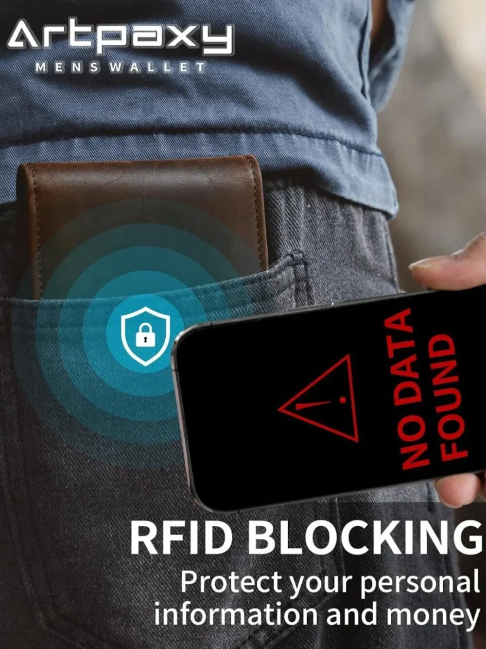 Genuine Leather Bifold Wallet for Men | RFID Blocking, 1 ID Window, 13 Card